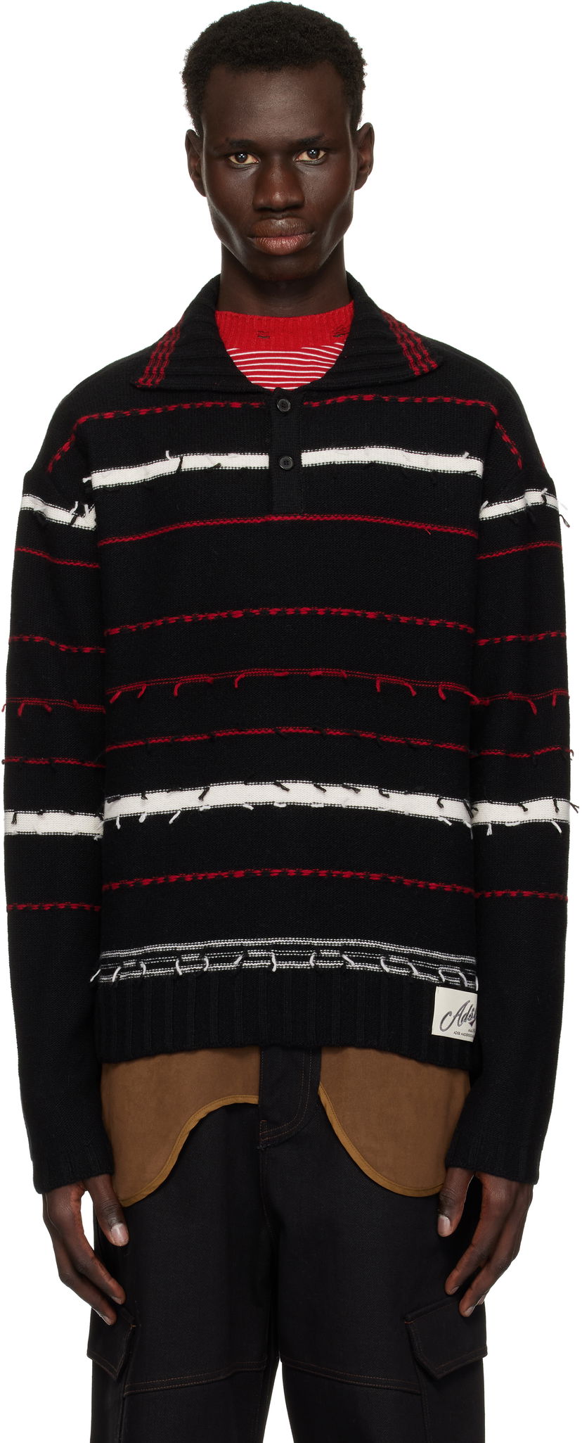 Villapaita Andersson Bell Andersson Bell Striped Polo Sweater Musta | atb1245m