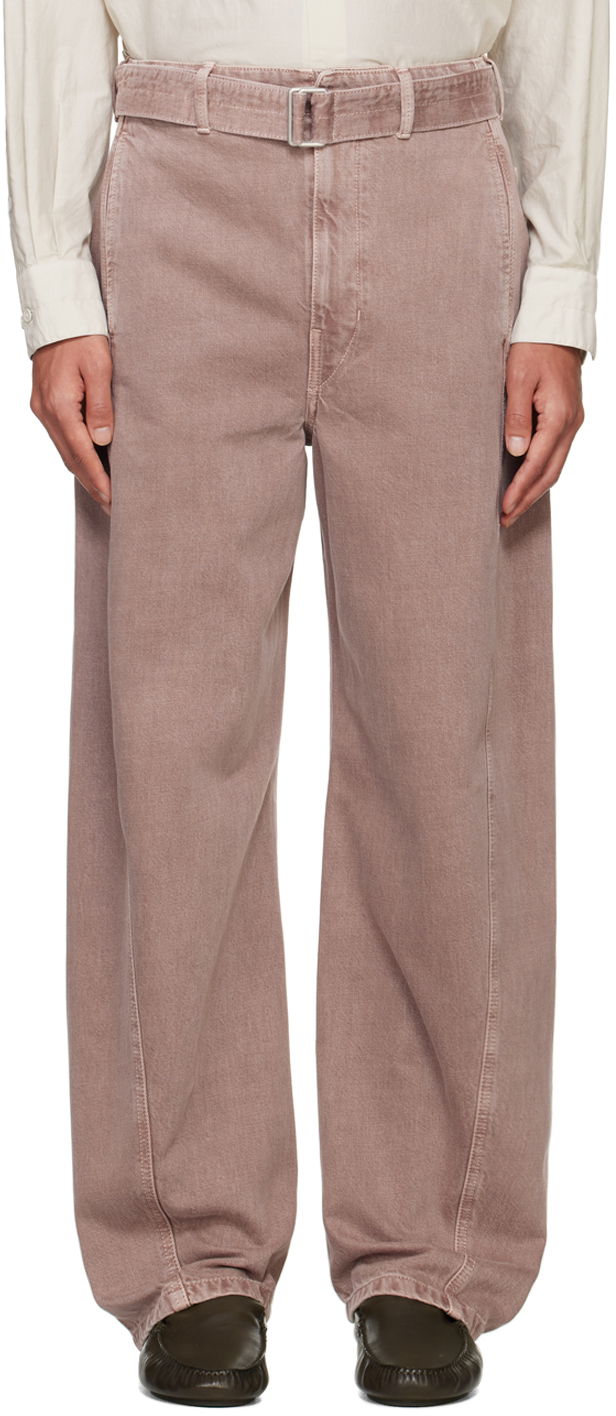 Cargo housut LEMAIRE Lemaire Belted Wide-Leg Trousers Vaaleanpunainen | PA326 LD1017