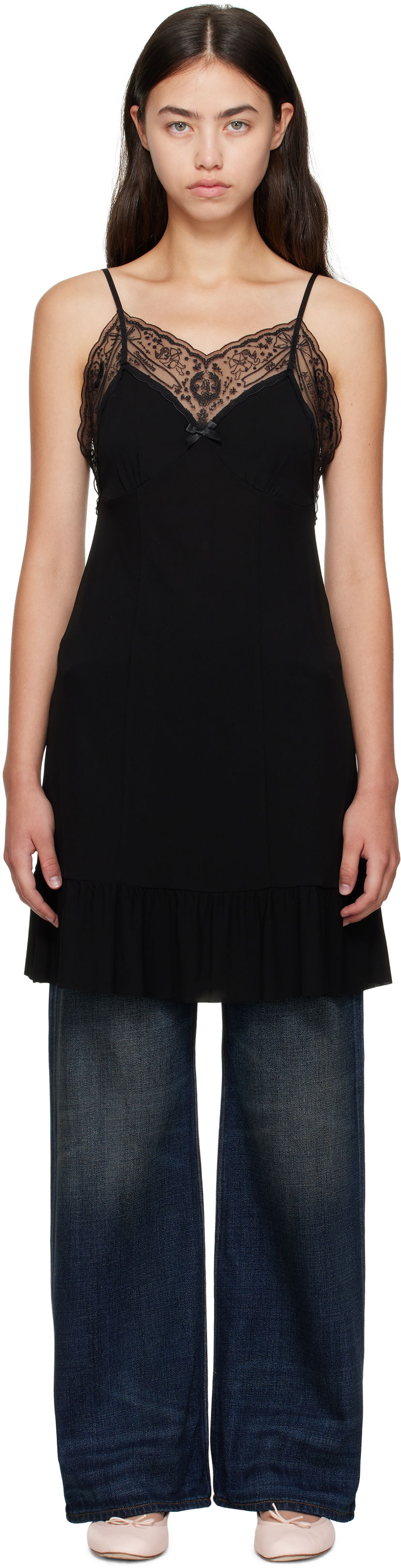 Mekko Acne Studios Lace-Trim Strap Minidress Musta | A20829-