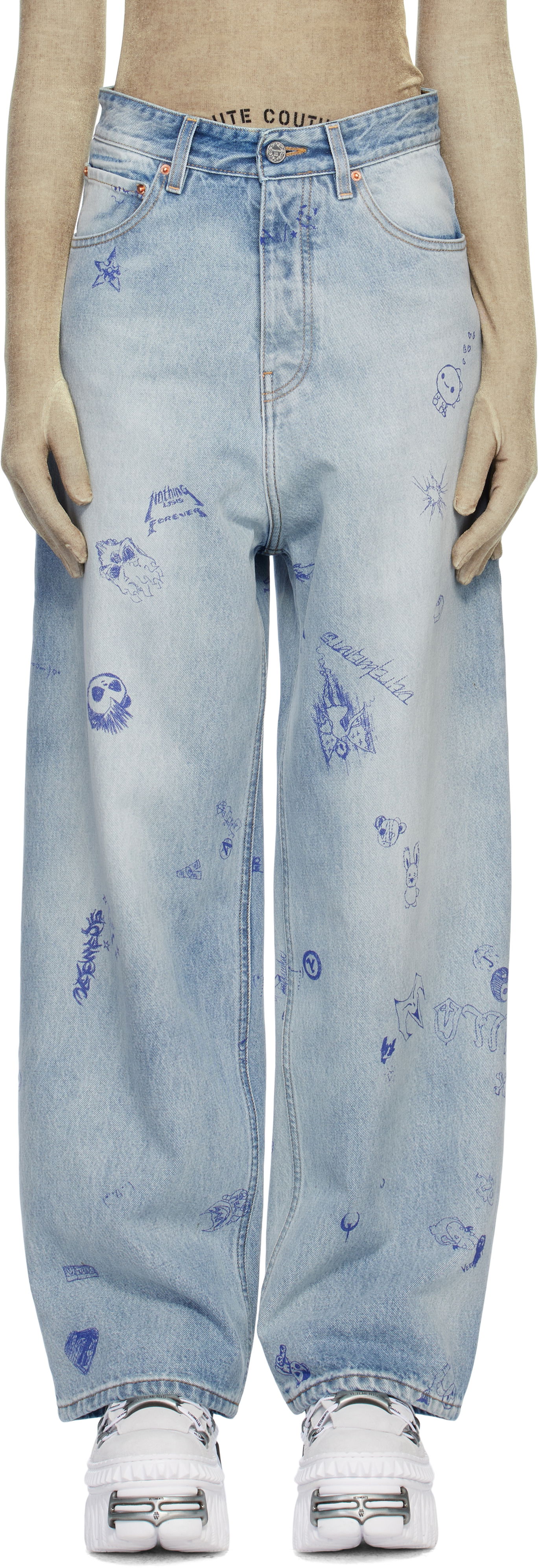 Jeans VETEMENTS Vetements Scribbled Baggy Jeans Sininen | UA66PA550L, 0