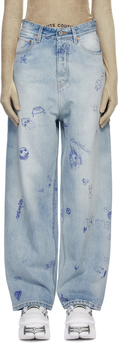 Jeans VETEMENTS Vetements Scribbled Baggy Jeans Sininen | UA66PA550L, 0