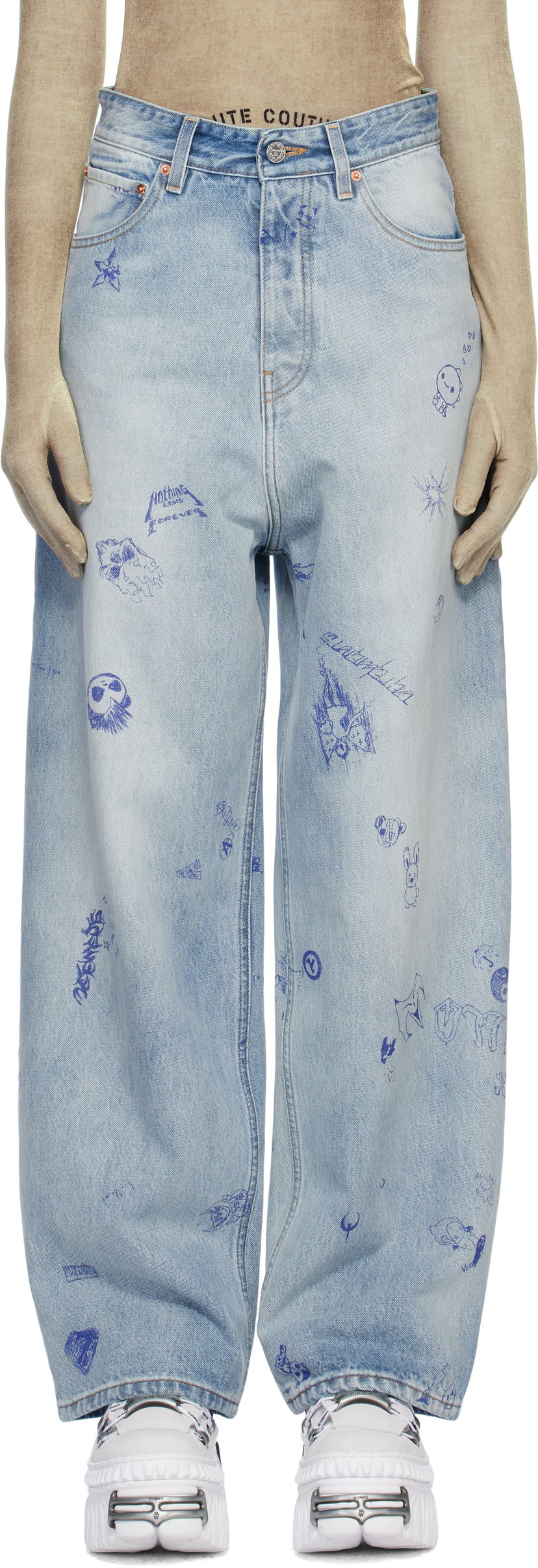 Jeans VETEMENTS Vetements Scribbled Baggy Jeans Sininen | UA66PA550L