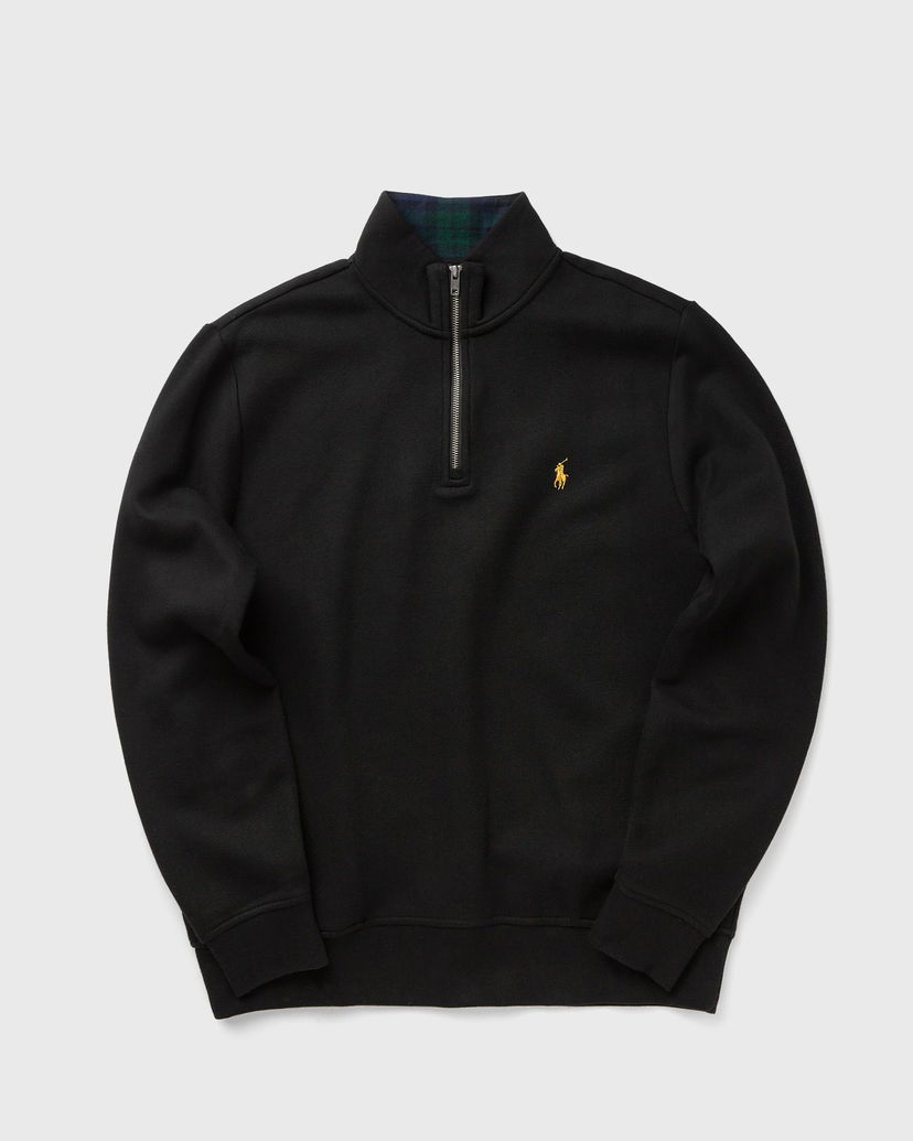 Huppari Polo by Ralph Lauren Quarter-Zip Stand-Up Collar Sweatshirt with Plaid Lining Musta | 710981468001