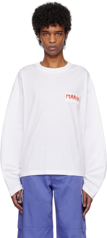 T-paita Marni Marni Logo Patch Long Sleeve T-Shirt Valkoinen | HUMU0325X1 UTC446, 0