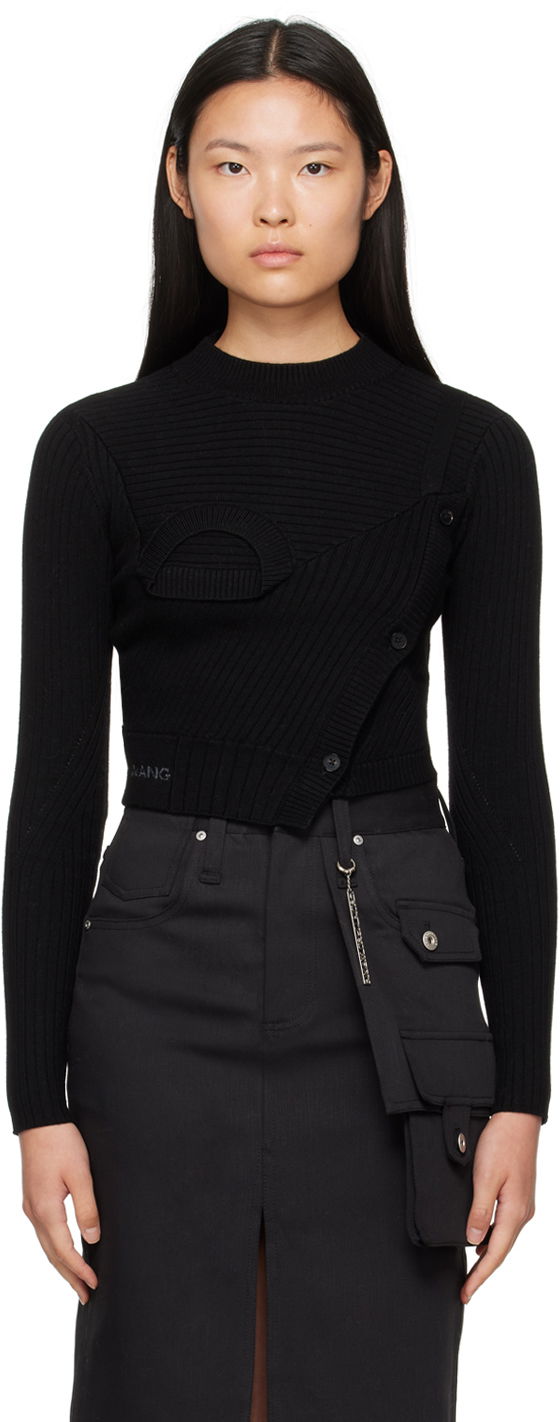 Villapaita Feng Chen Wang Feng Chen Wang Ribbed Asymmetric Sweater Musta | FWF16KT02B
