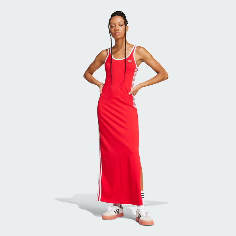 Mekko adidas Performance 3-Stripes Tank Maxi Dress Punainen | JD4620