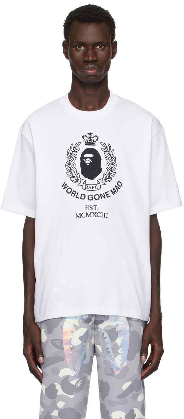 T-paita BAPE Crest College Relaxed Fit T-shirt Valkoinen | 001TEK801339M