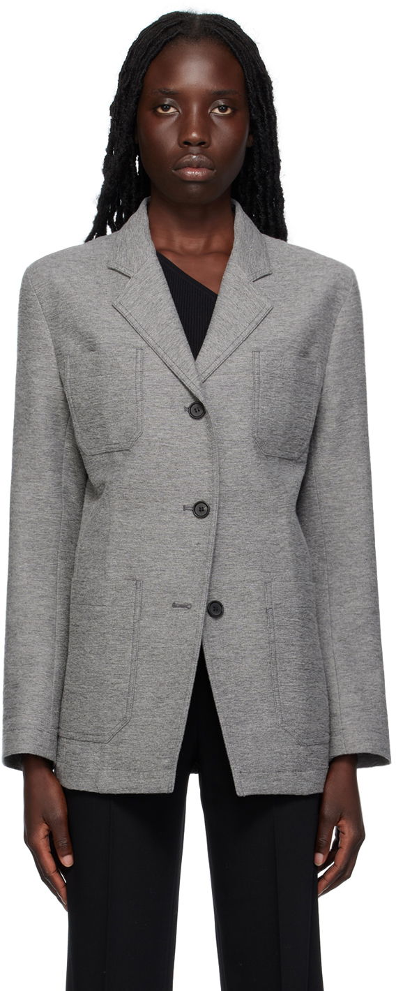 Takki TOTEME Notched Lapel Pocket Blazer Harmaa | 233-3011-278