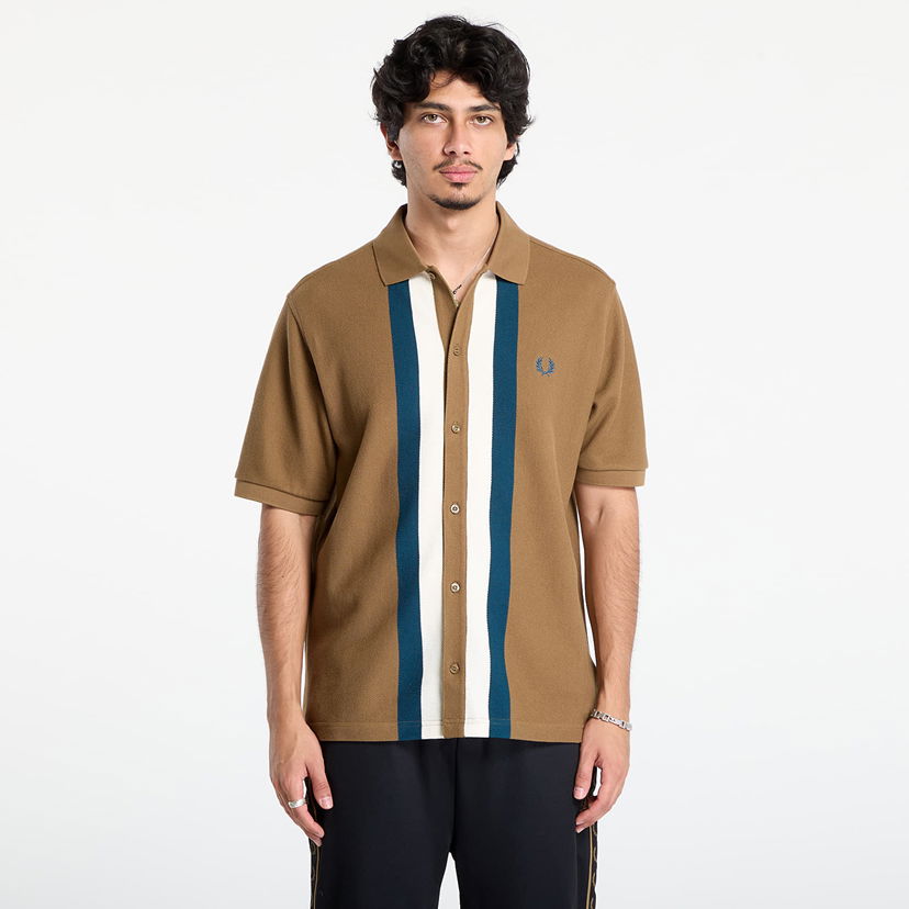 Poolopaita Fred Perry Fred Perry Panelled Button Through Polo Shirt Ruskea | M8522 P96