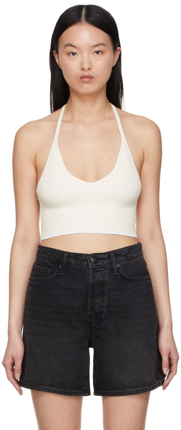Tankkitoppi rag & bone Ribbed Knit Halter Top Valkoinen | WAS22S025CS25