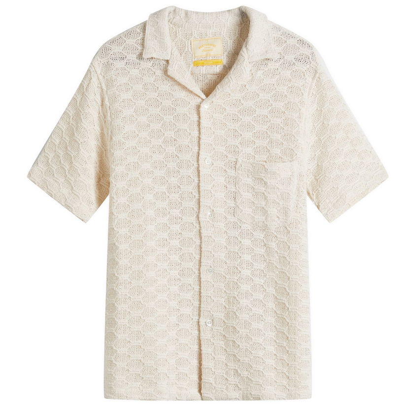 Paita Portuguese Flannel Portuguese Flannel Vacation Net Cotton Knit Shirt Beige | SS25-062-NAT