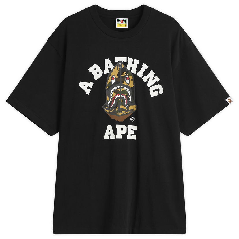 T-paita BAPE 1st Camo Shark Seijin College T-Shirt Musta | 001TEL801316M-BLK