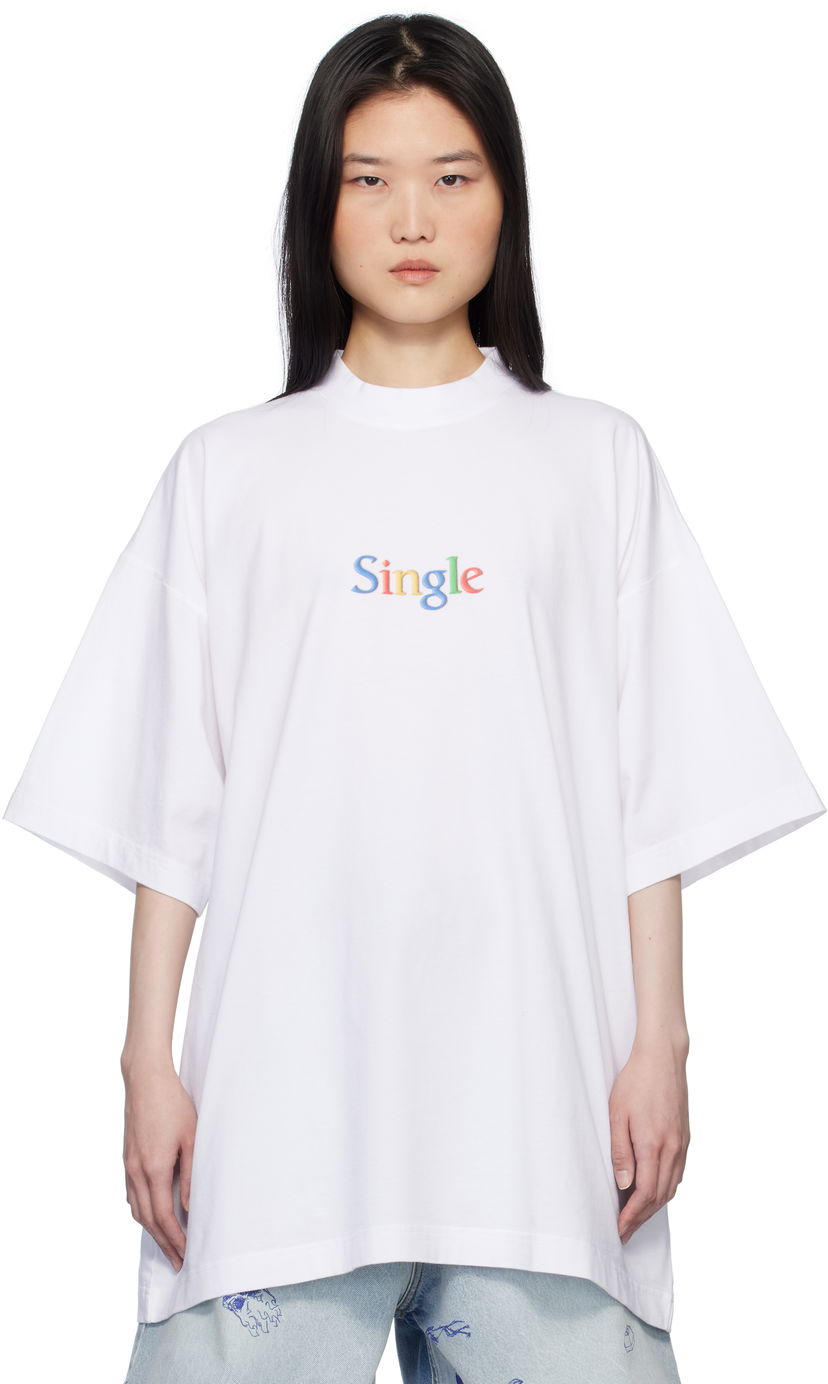T-paita VETEMENTS Vetements 'Single' Oversized T-Shirt Valkoinen | UA66TR700W