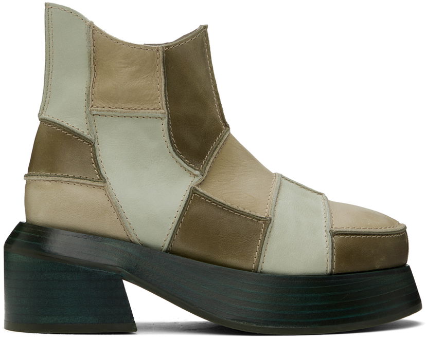 Takit Eckhaus Latta Eckhaus Latta Patchwork Ankle Boots Vihreä | FEKLWPTWB93005