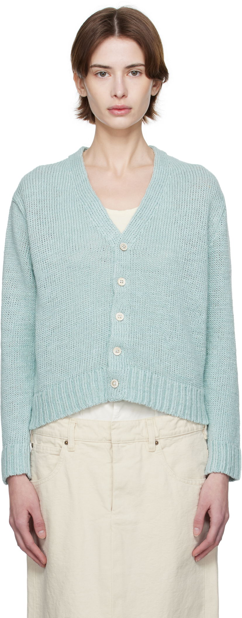Villapaita Maison Margiela Maison Margiela Hemp Knit Cropped Cardigan Vihreä | S51HP0017 M13100