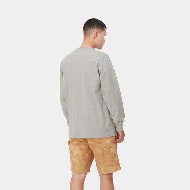 T-paita Carhartt WIP L/S American Script T-Shirt "Grey Heather" Harmaa | I029955_V6_XX, 3