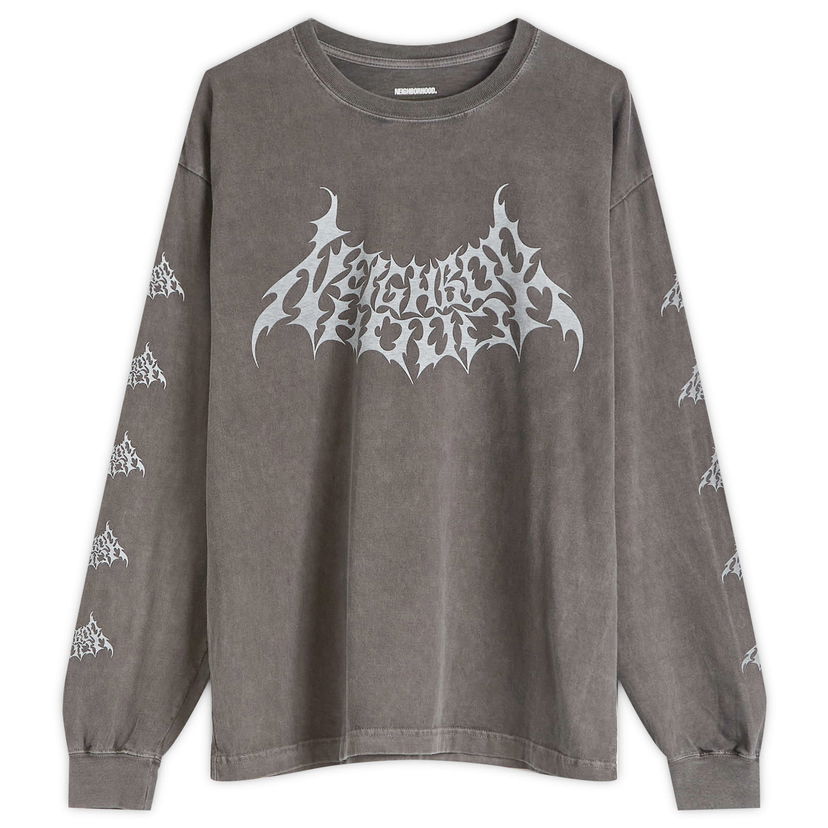 T-paita Neighborhood Neighborhood LS-4 Graphic Long Sleeve T-Shirt, Size Large Harmaa | 251PCNH-LT04-BLK