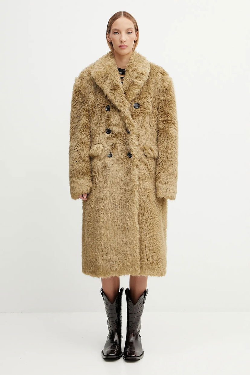 Takit Andersson Bell Andersson Bell Fields Fur Double-Breasted Coat Beige | awa727w