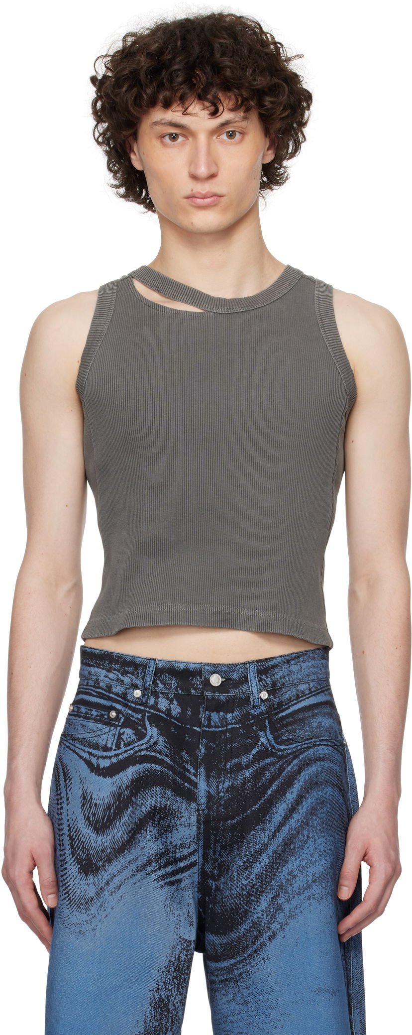 Tankkitoppi Camper Camperlab Ribbed Cutout Tank Top Harmaa | AU00030-001