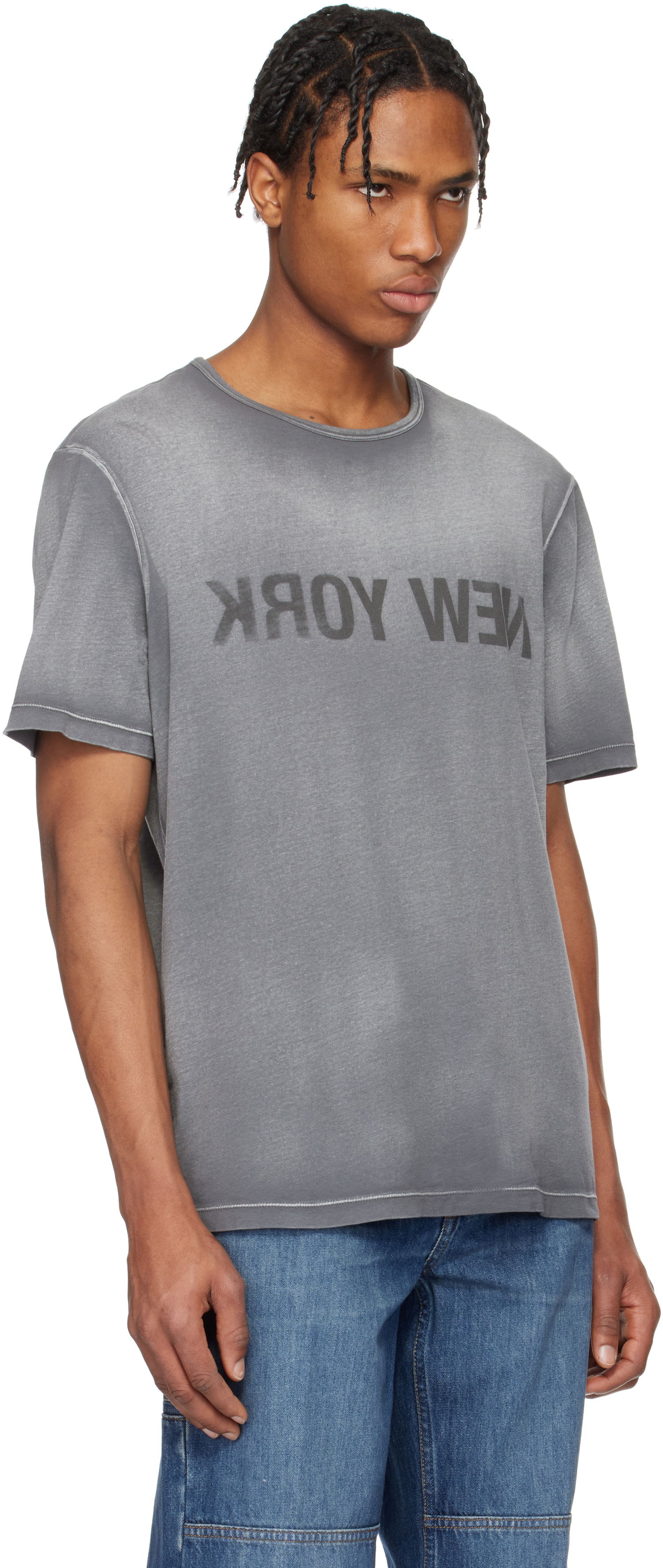 T-paita Helmut Lang Helmut Lang Garment-Dyed 'New York' Tee Harmaa | O10HM508, 1