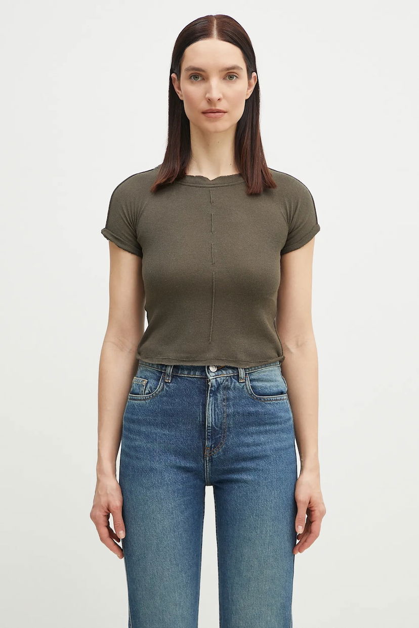 Crop top Ottolinger Ottolinger Deconstructed Linen T-Shirt Vihreä | 105.101106.01