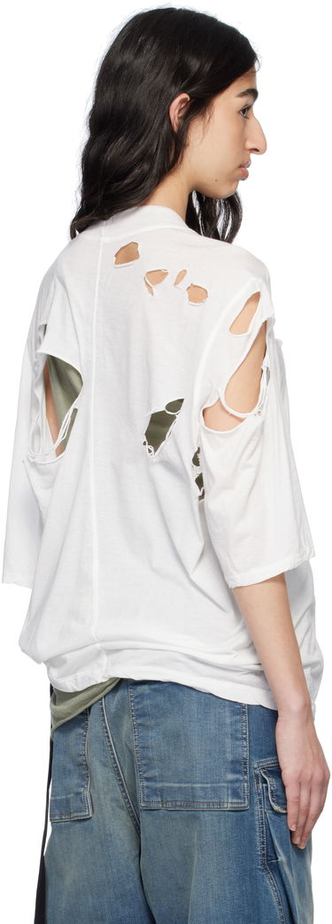 T-paita Rick Owens Rick Owens DRKSHDW Distressed T-Shirt Valkoinen | DS01E3201 BHDSD, 2