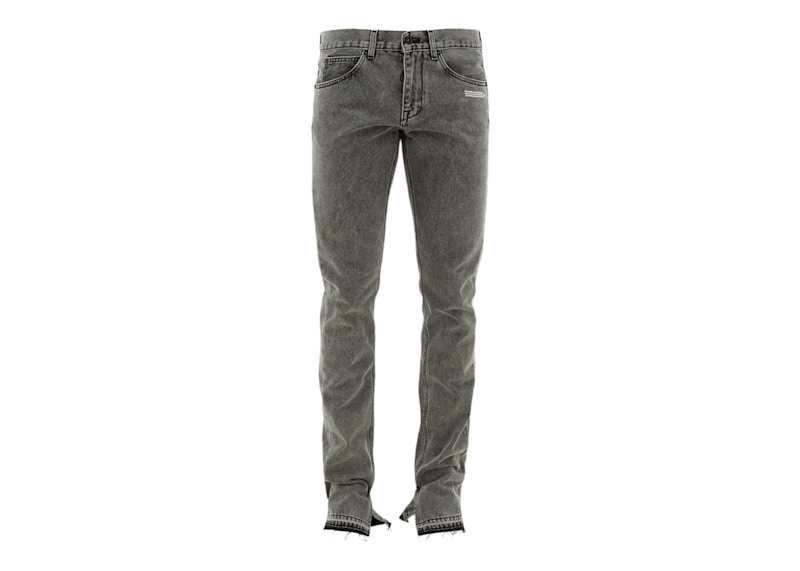 Jeans Off-White Slim Split Diag Jeans Harmaa | OMYA062R20E540270801