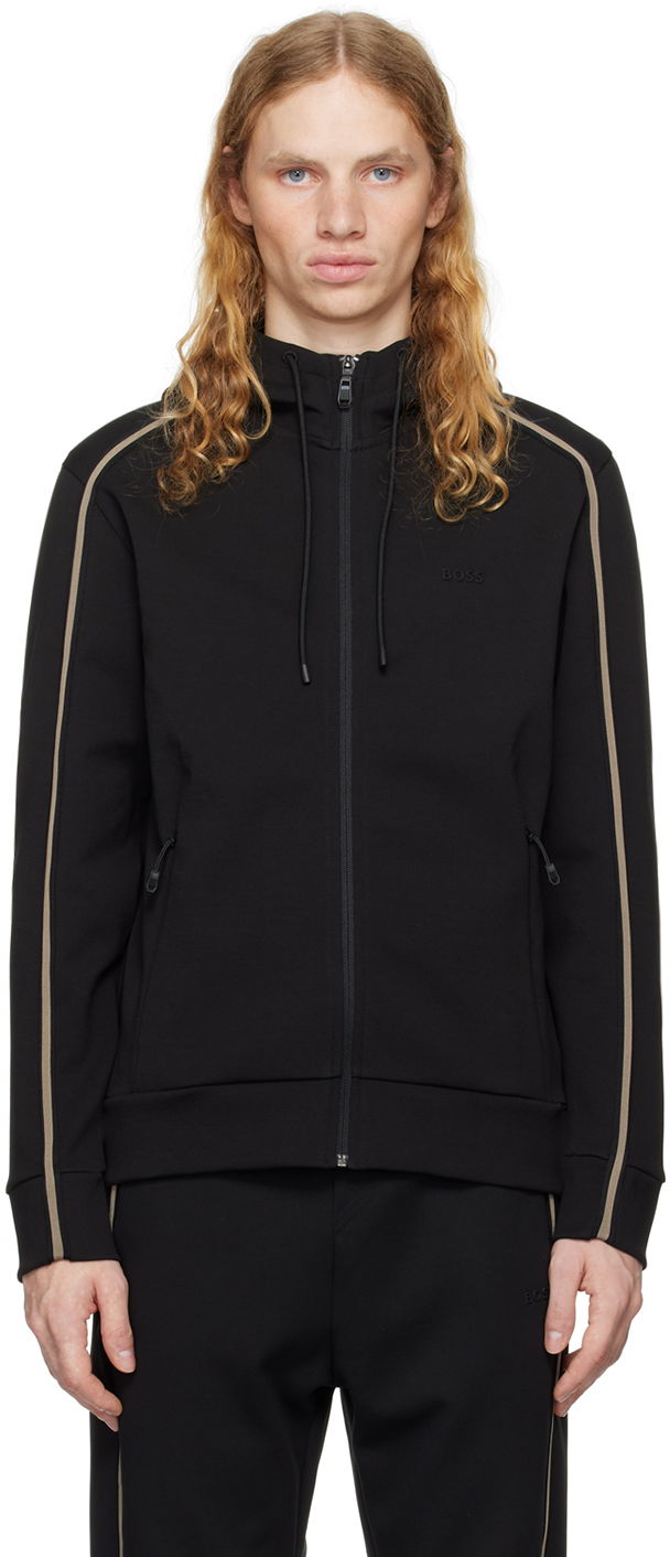 Huppari BOSS Logo-Embossed Hoodie Musta | 50523912