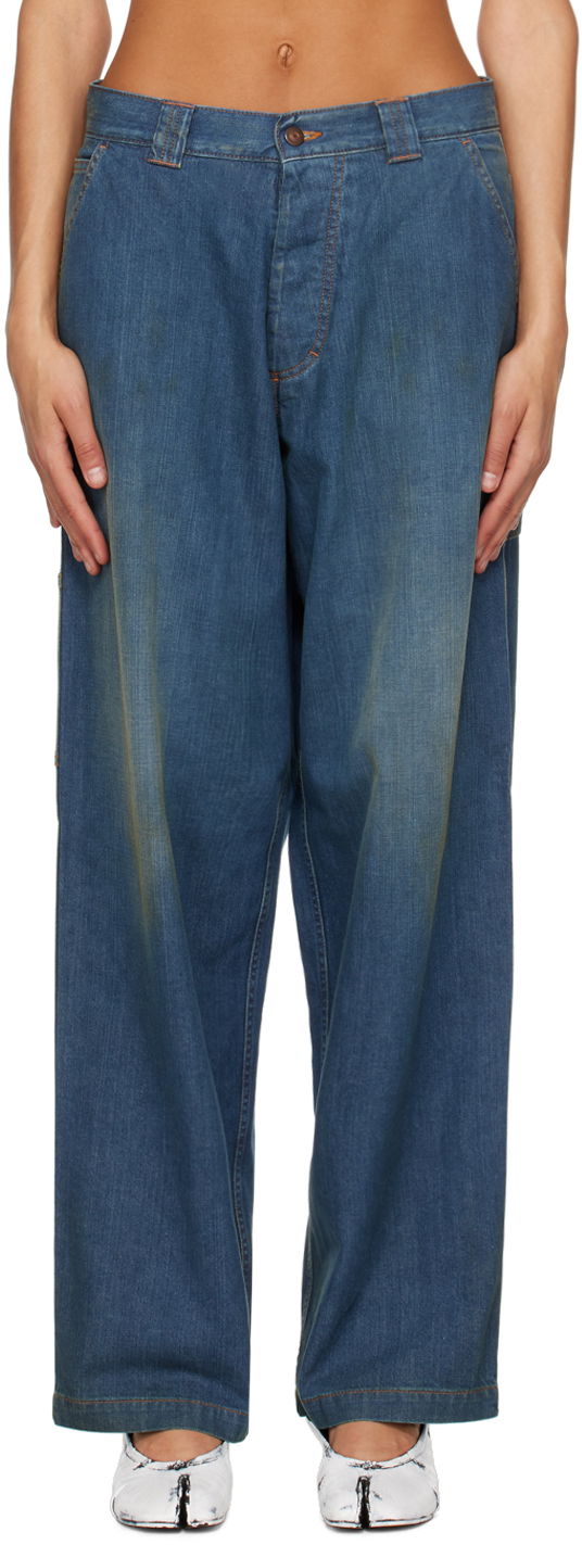 Jeans Maison Margiela Faded Denim Wide-Leg Jeans Sininen | S51LA0171 S30876