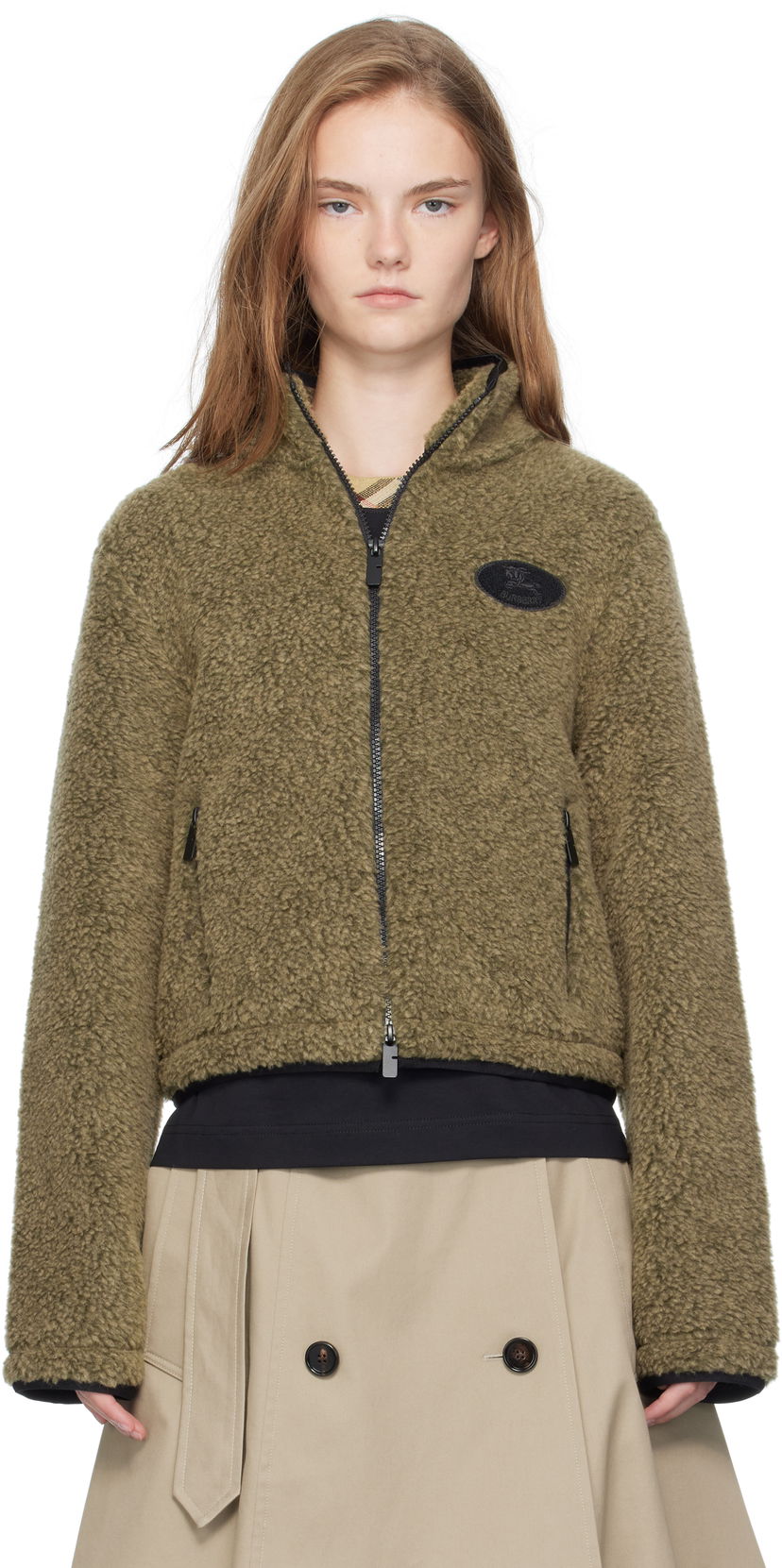 Takki Burberry Burberry Cropped Fleece Jacket Vihreä | 8109274