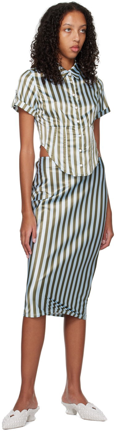 Hame Miaou Miaou Verona Striped Midi Skirt Sininen | 4033SS3DVG, 3