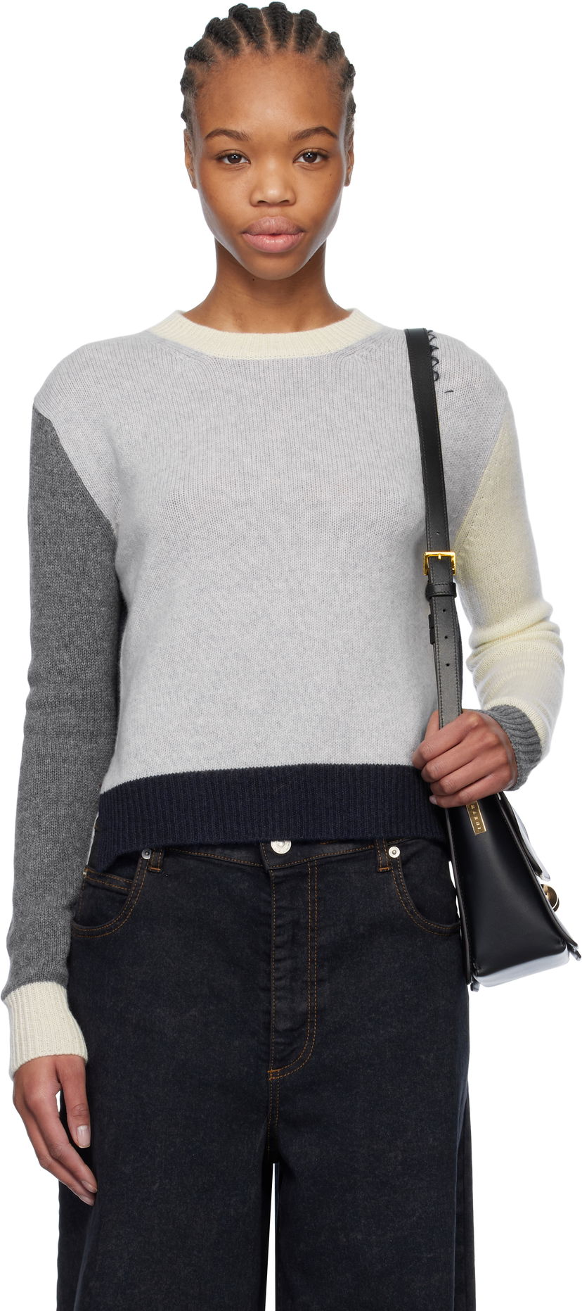 Villapaita Marni Marni Color Block Cashmere Sweater Harmaa | GCMD0585Q0 UFX385