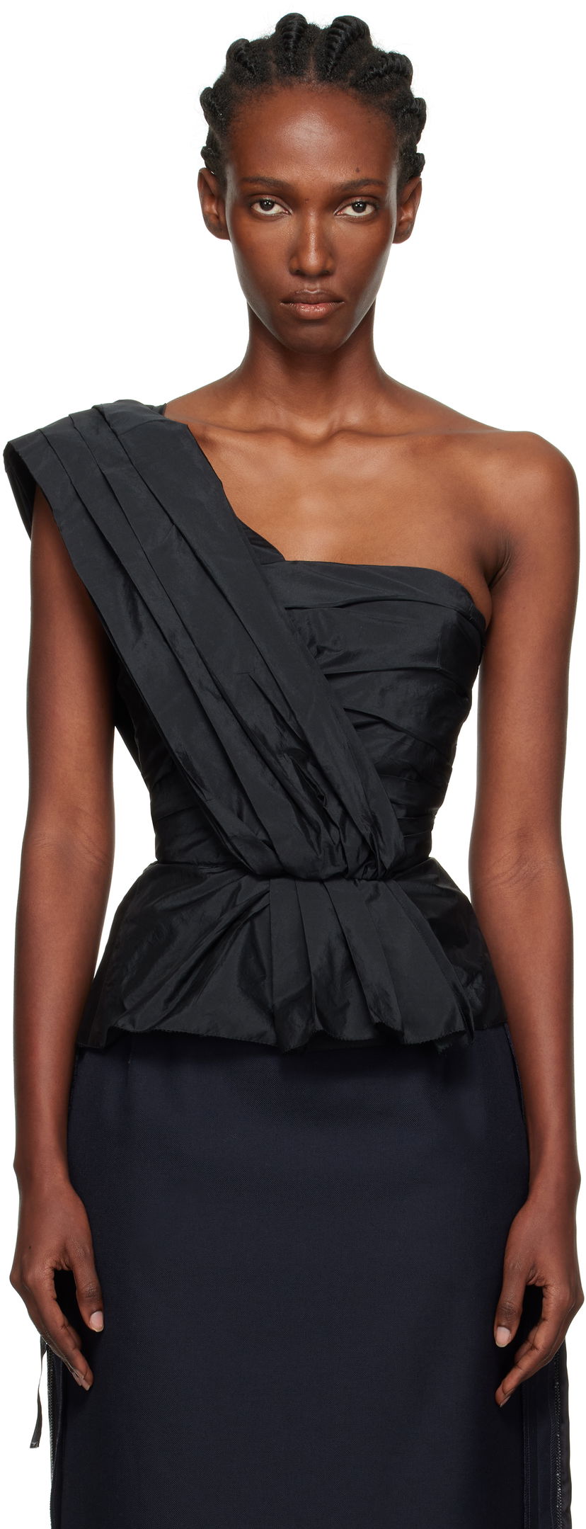 T-paitoja ja toppeja Maison Margiela Maison Margiela Pleated One-Shoulder Top Musta | S51NC0629 M35350