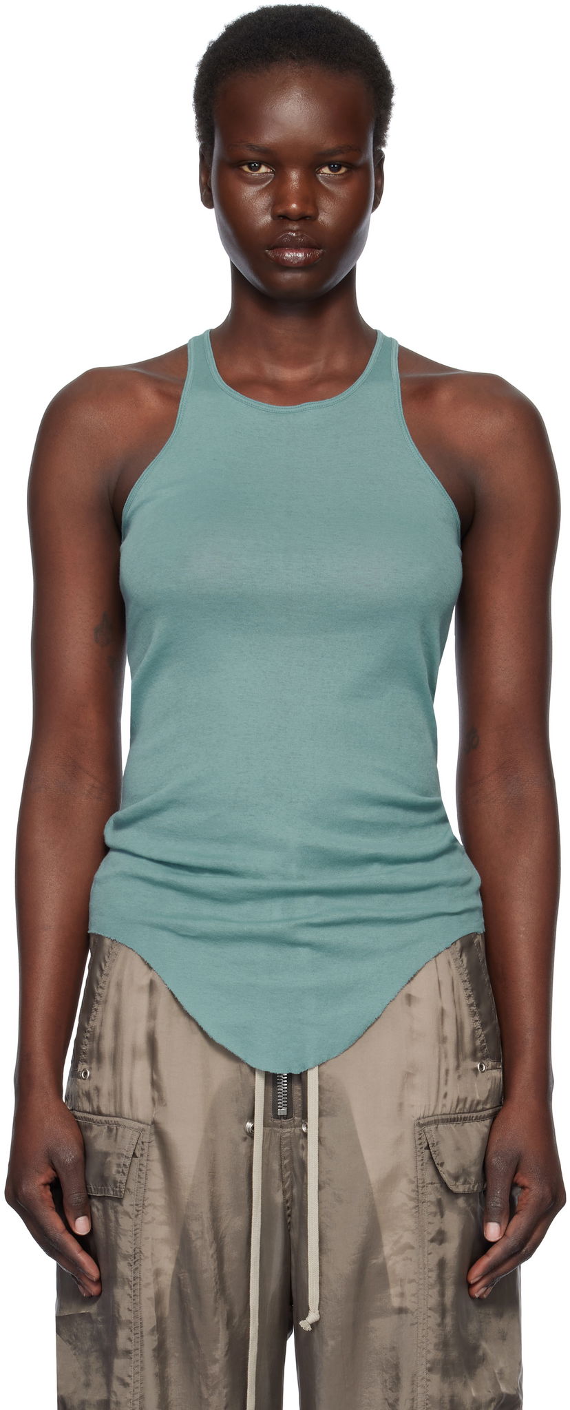 Tankkitoppi Rick Owens Rick Owens Hollywood Basic Rib Tank Top Vihreä | RP01E7101 MR