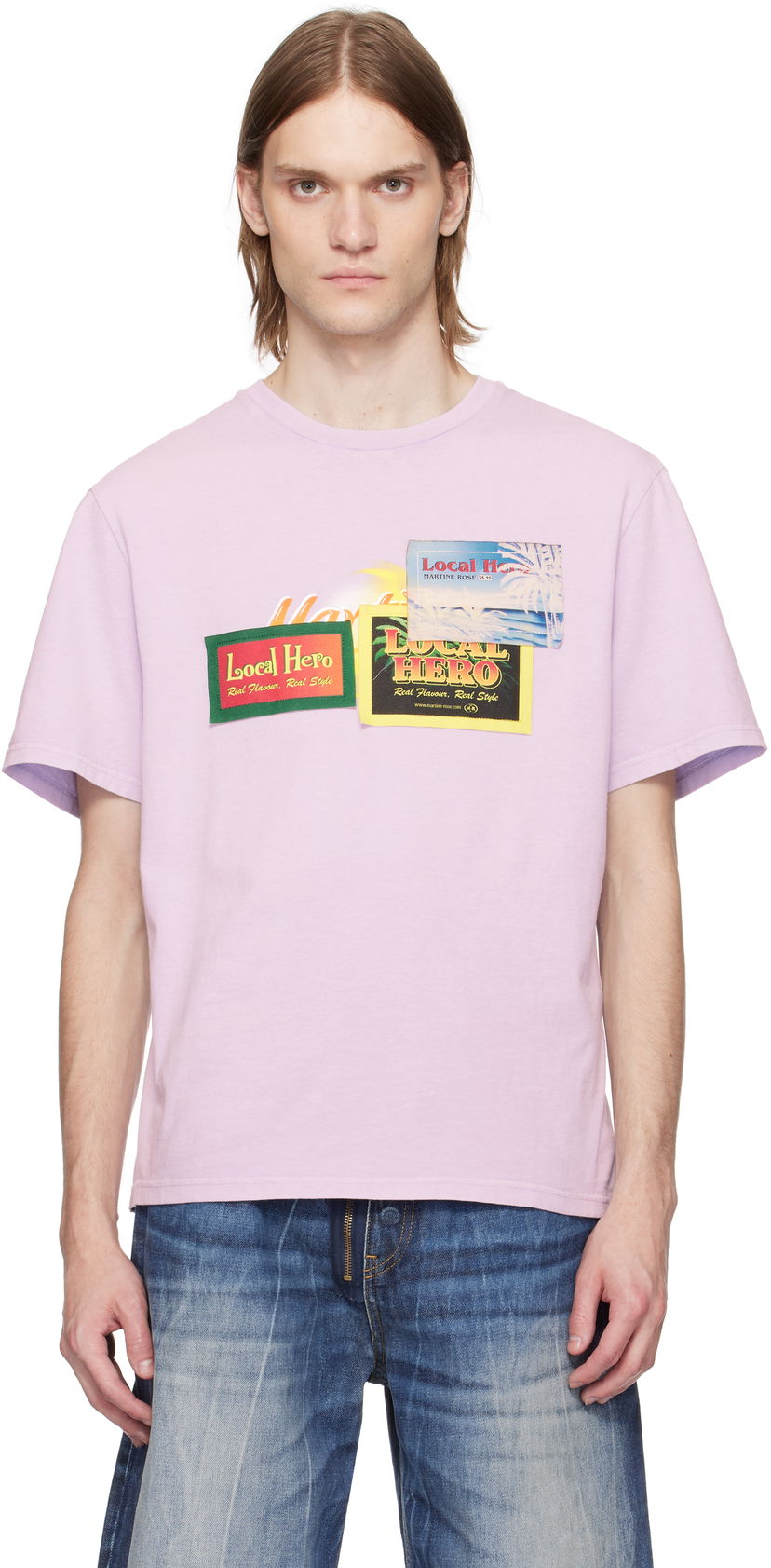 T-paita Martine Rose Martine Rose 'Local Hero' Graphic T-Shirt Vaaleanpunainen | 603JE03602F