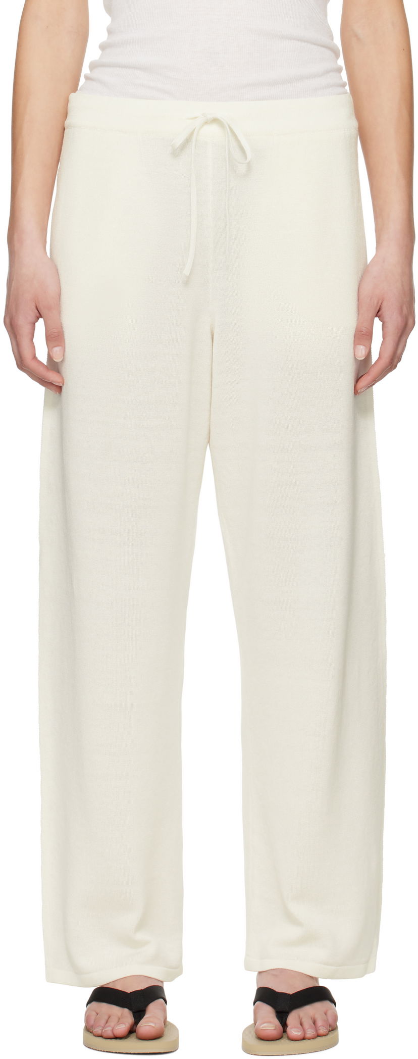 Verryttelyhousut The Row The Row Jory Knitted Drawstring Trousers Valkoinen | 8809-Y889