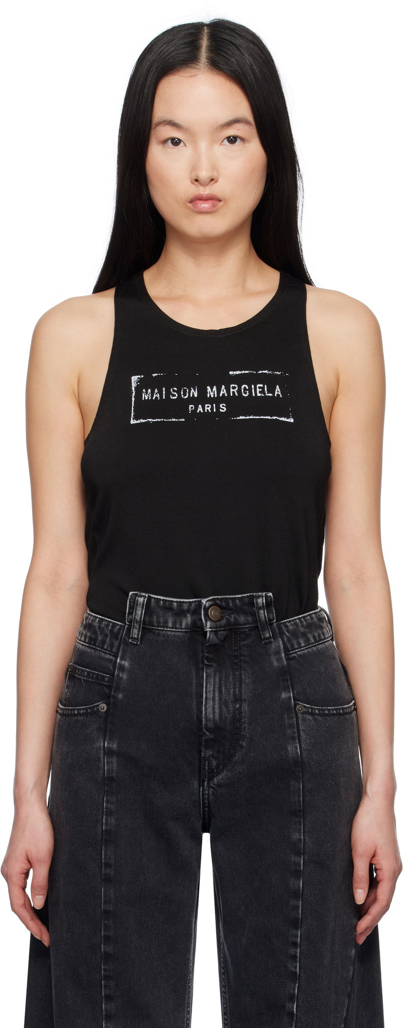 Tankkitoppi Maison Margiela Maison Margiela Logo Tank Top Musta | S51NL0048 S24522