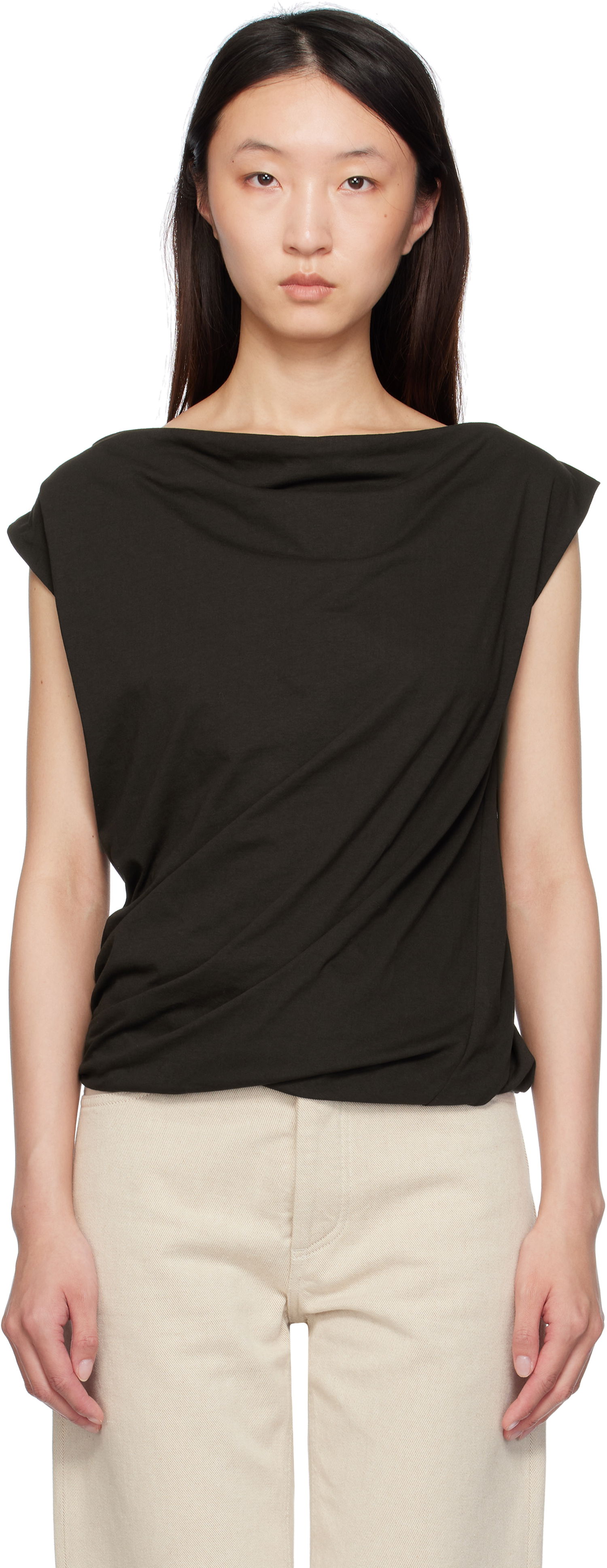 Tankkitoppi Baserange Baserange Turn Draped Tank Top Musta | TOTUT-RC-SU25, 0