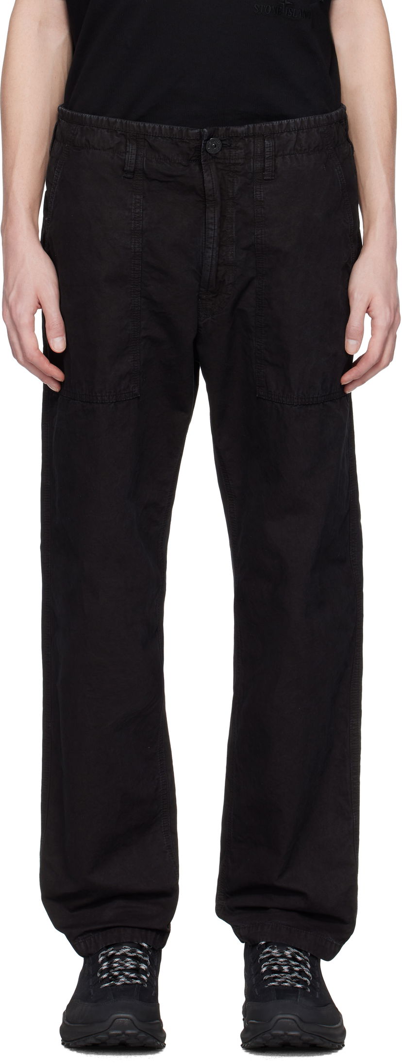 Cargo housut Stone Island Stone Island Brushed Organic Cotton Canvas Old Effect Trousers Musta | K1S15 3100023 S00WA