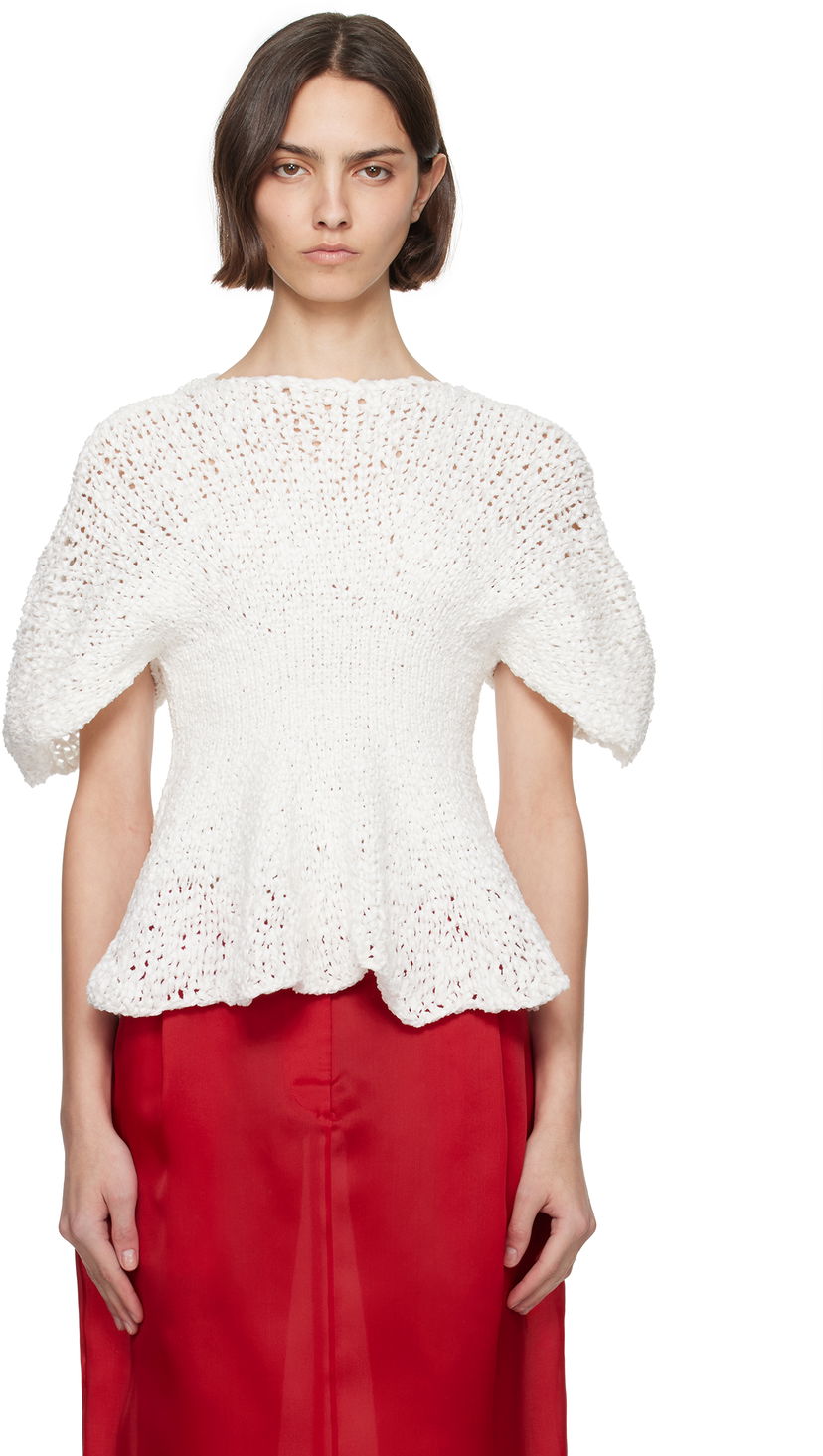 Villapaita Khaite KHAITE Mathilde Peplum Knit Top Valkoinen | 9812121