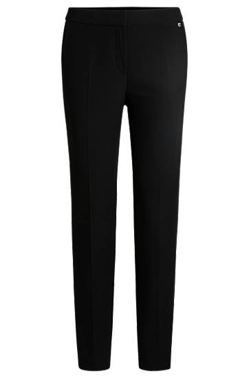 Housut BOSS Slim Fit Stretch Trousers with Logo Rivet Musta | 50539991
