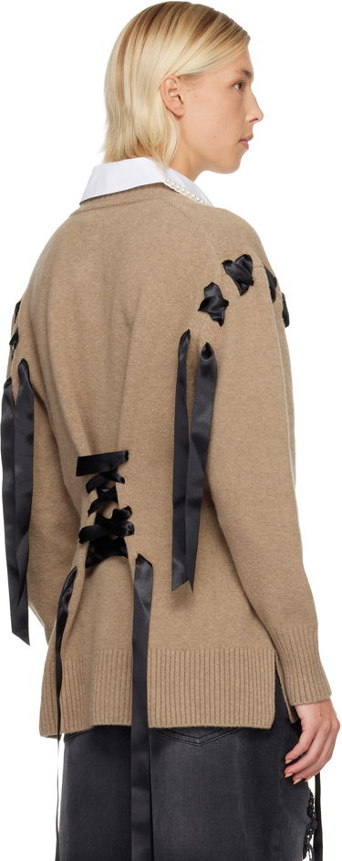 Villapaita Simone Rocha Simone Rocha Sculpted Ribbon Corset Cardigan Beige | LMK8 0660, 2