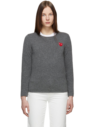 Villapaita Comme des Garçons PLAY Heart Patch Sweater Harmaa | P1N067
