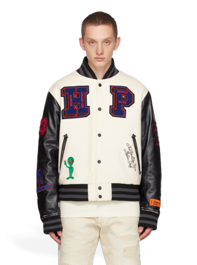Takki HERON PRESTON Varsity Bomber Jacket Valkoinen | HMEK001F23FAB0010425