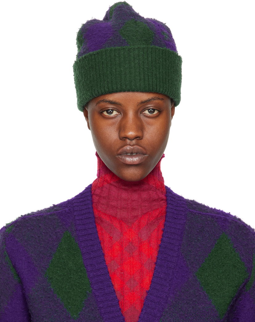 Pipo Burberry Argyle Beanie Vihreä | 8077626