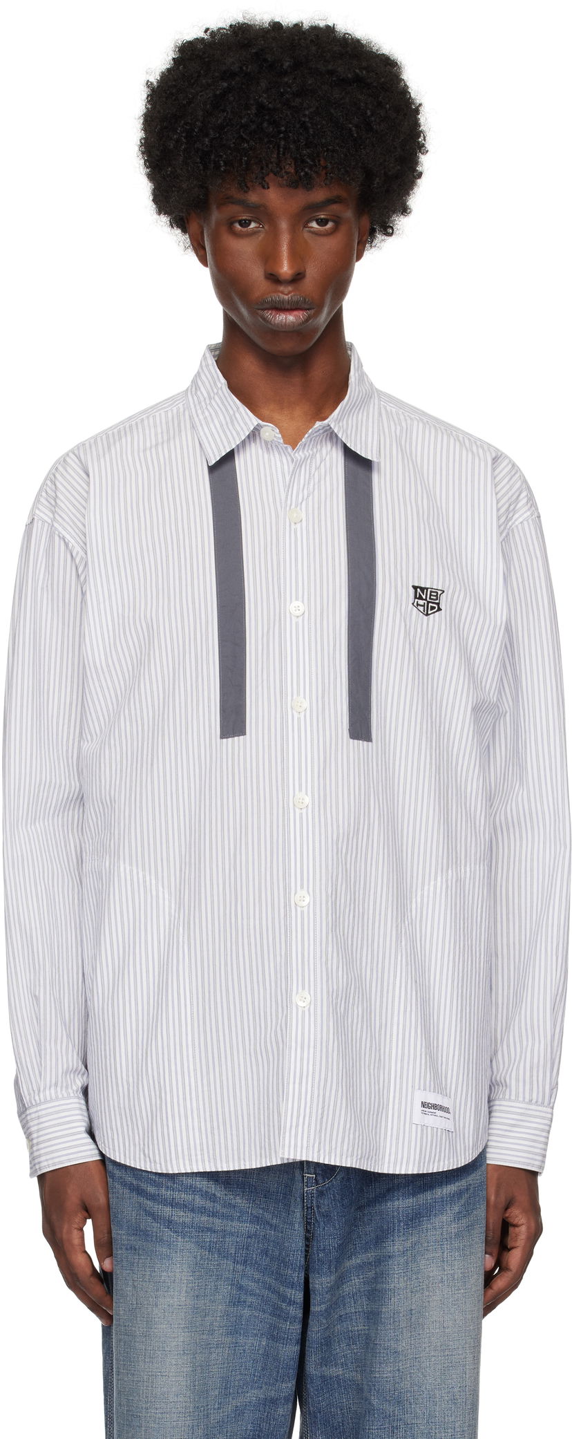 Paita Neighborhood Tie Long Sleeve Shirt Valkoinen | 242AQNH-SHM01
