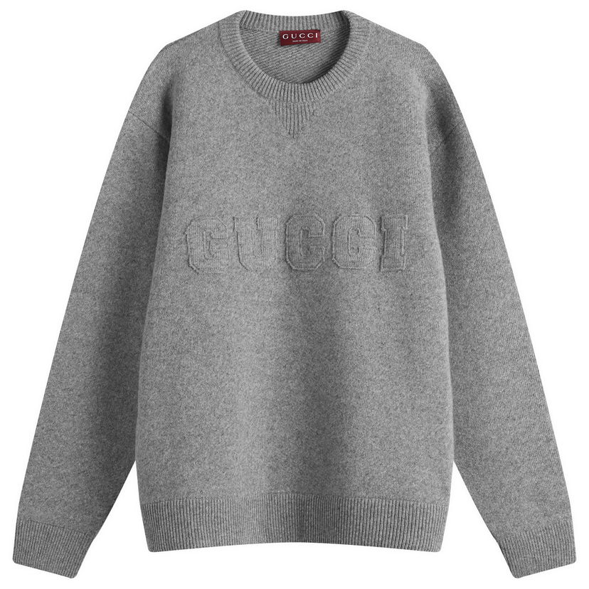 Villapaita Gucci Gucci Embossed Wool Crew Neck Knit Harmaa | 811405-XKEKO-1200