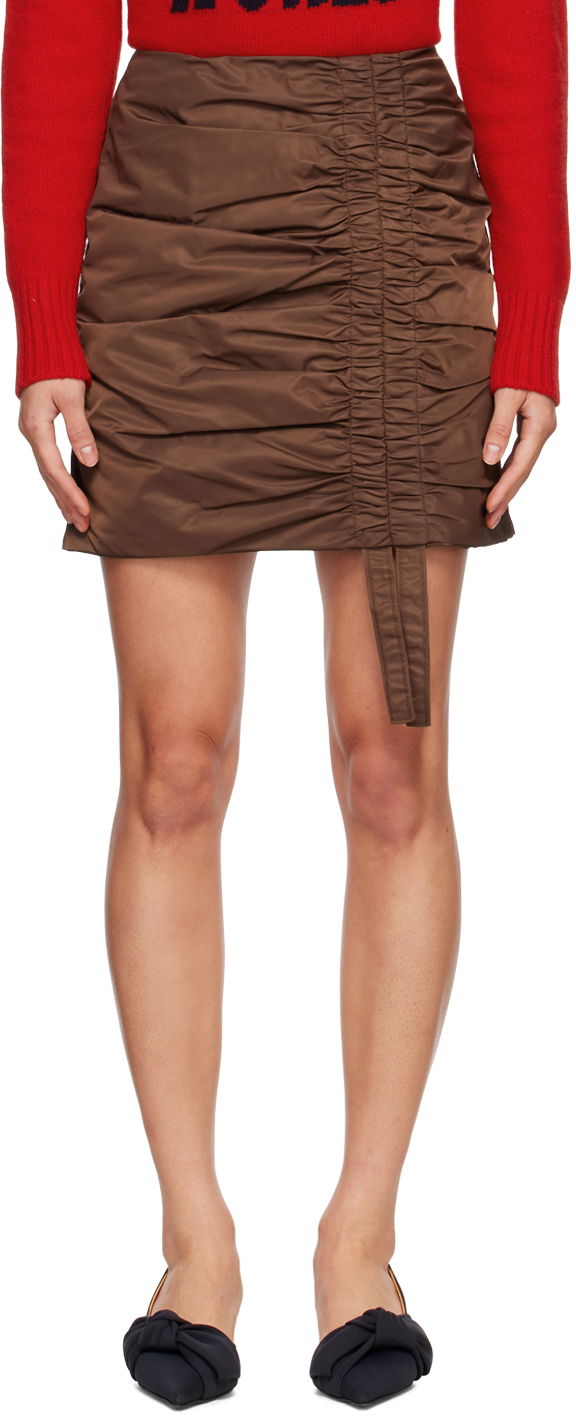Hame GANNI GANNI Ruched Mini Skirt Ruskea | F7373