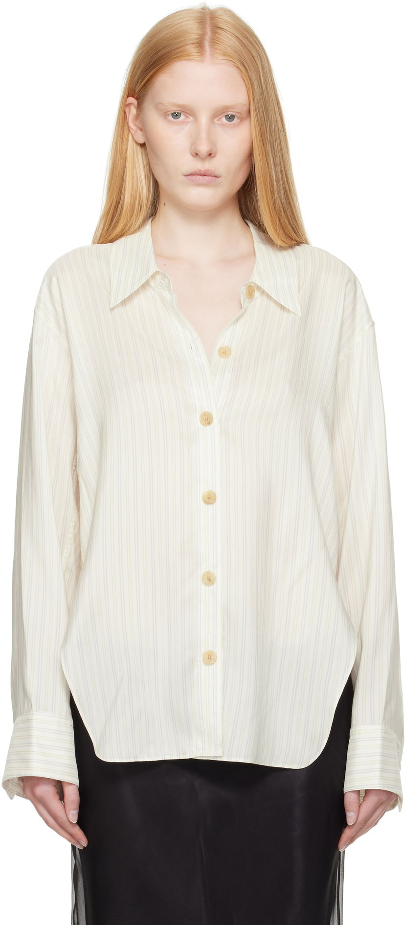 Paita Khaite Khaite Herschel Striped Button-Down Shirt Valkoinen | 23793003