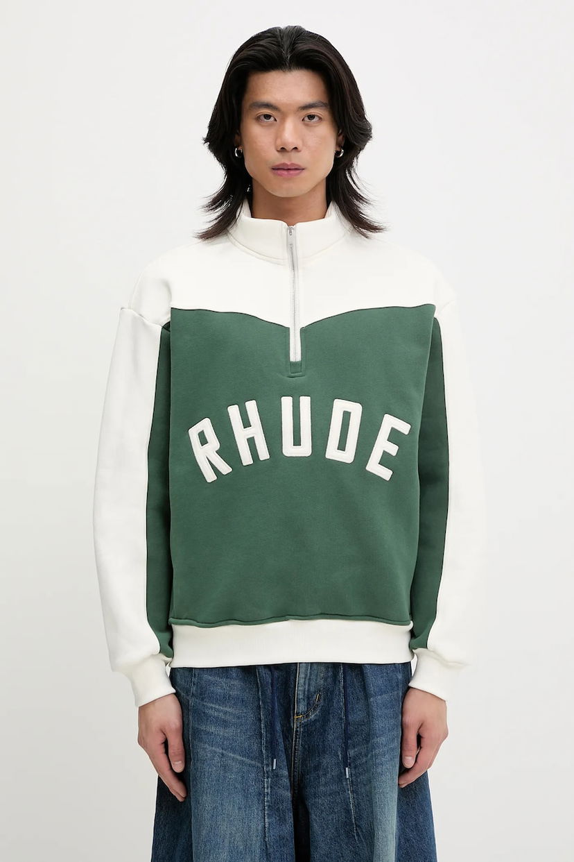 Huppari Rhude RHUDE Monaco Quarter-Zip Sweatshirt Vihreä | RHSS25SW01012